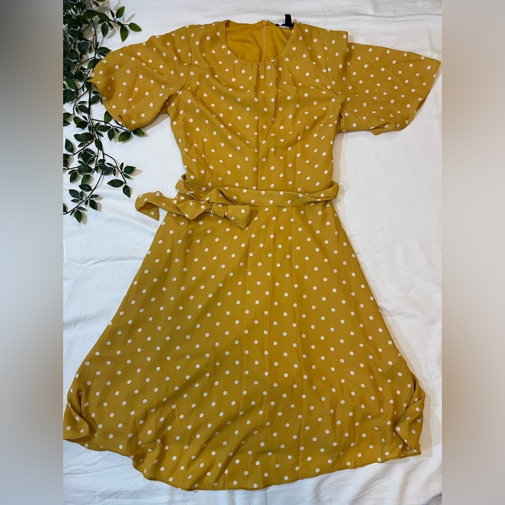 Yellow polka dot summer dress